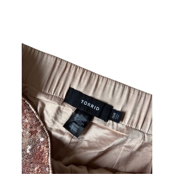 Torrid Pull-On Wide Leg Sequin High-Rise Pants size 00R US M 10 Champagne Beige - Picture 5 of 9